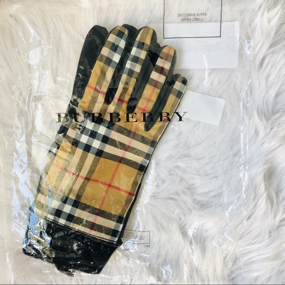 Burberry Vintage Check & Leather Gloves - Picture 6 of 7